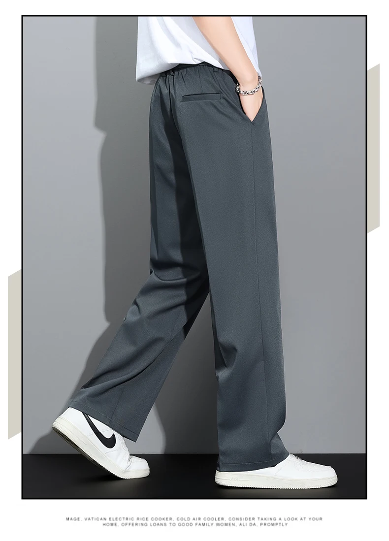 Herren 2026 Koreanischer Stil Lose Gerade Drapierte Leichte Freizeithose Khaki Grau Schwarz Herrenhose Herbst Winter – Detail 8