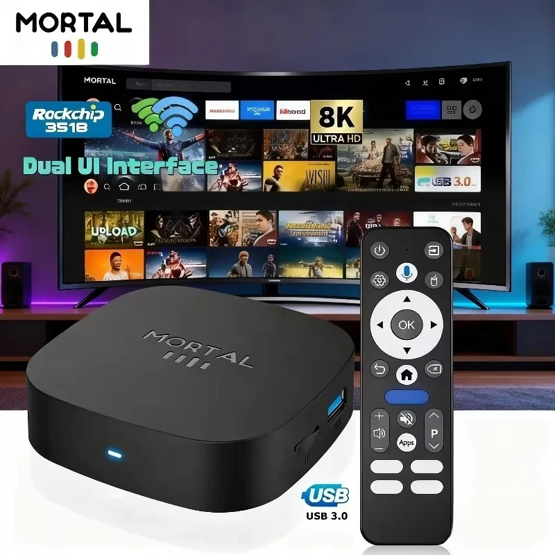 T1+ Android Smart TV Box 8GB 128GB Rockchip RK3518 WIFI6 BT 5.4 UI Interface 8K HD Media Player Voice Assistant Set Top Box IPTV