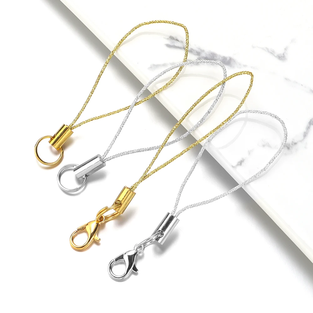20pcs Polyester Gold Double Circle Lobster Clasp Lanyard Strap Cords For Mobile Phone Strap USB Flash Keychain Accessories ﻿