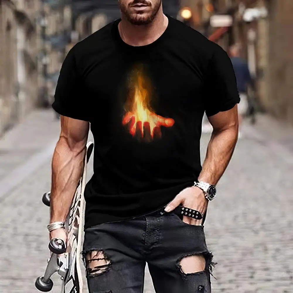 Simple Casual Streetwear T-shirt Men Gesture Print Short Sleeve T shirts For Men Summer Oversize Gym Work out Cool Men Tops