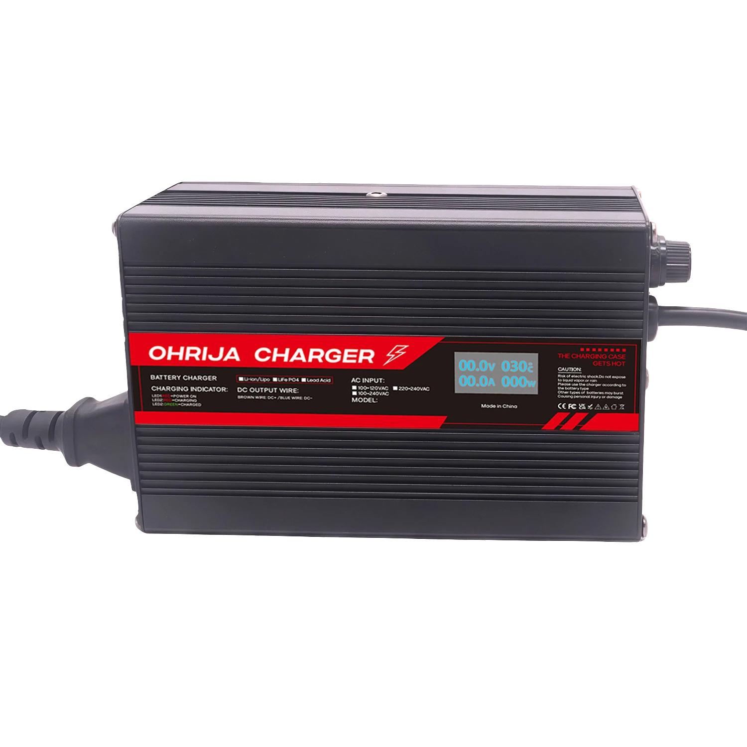 12.6V 15A Lithium Battery Charger LED Indicator for 3 string 11.1V Fireproof Shell Over Current Voltage/Short Circuit Protection