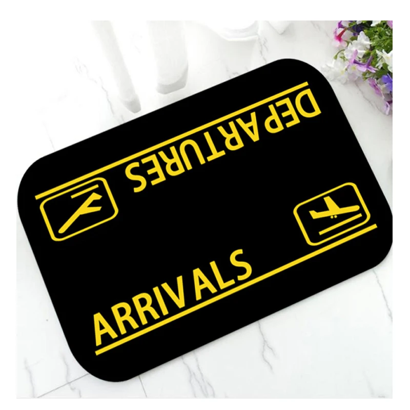 Airplane Arrivals Departures Front Door Mat Floor Rug Carpets for Bathroom Kitchen Non Slip Hallway Entry Welcome Doormat