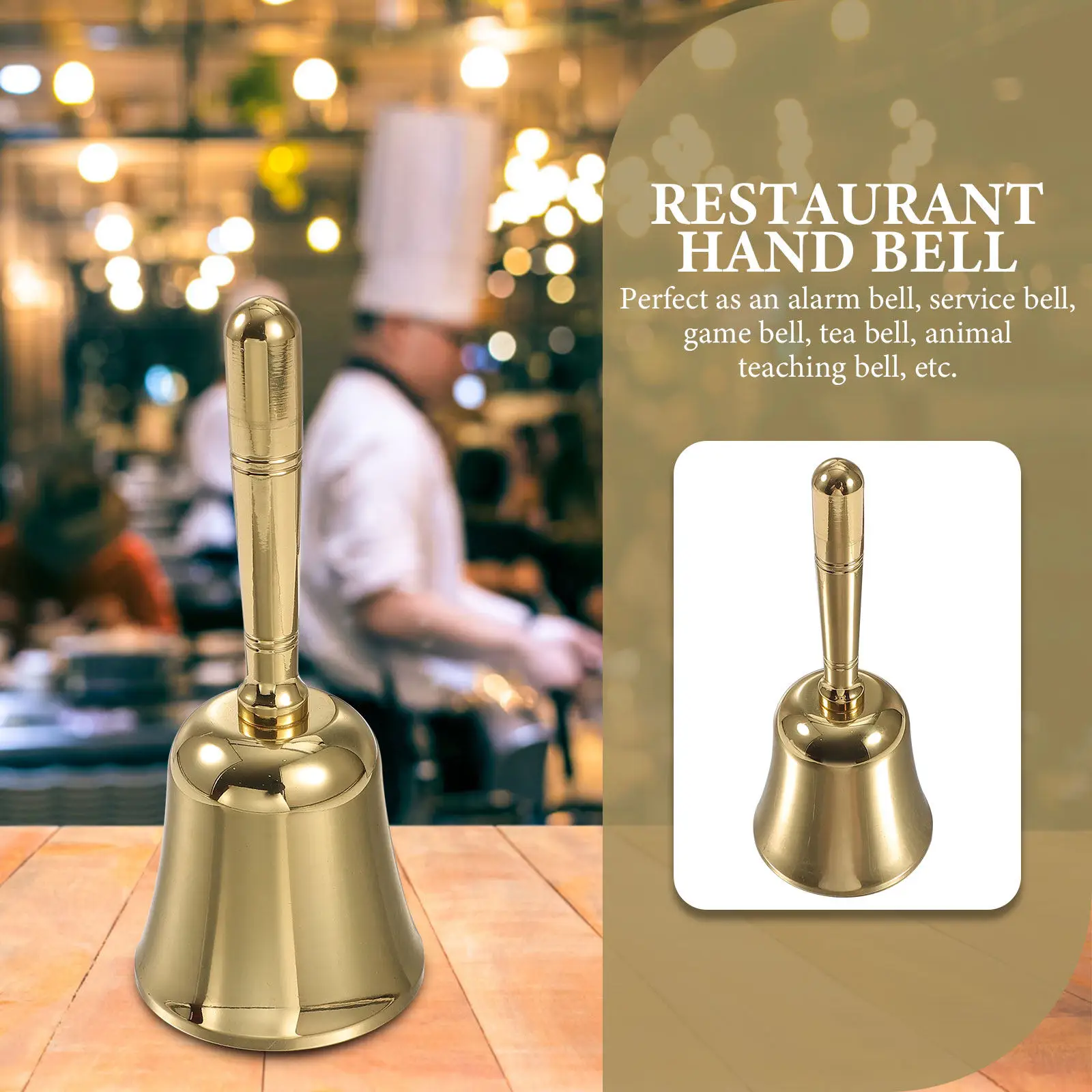 Hand Bell Brass Small Loud Call Service Bell for Restaurant Bar Dining Table Decorative Reception Hotel School