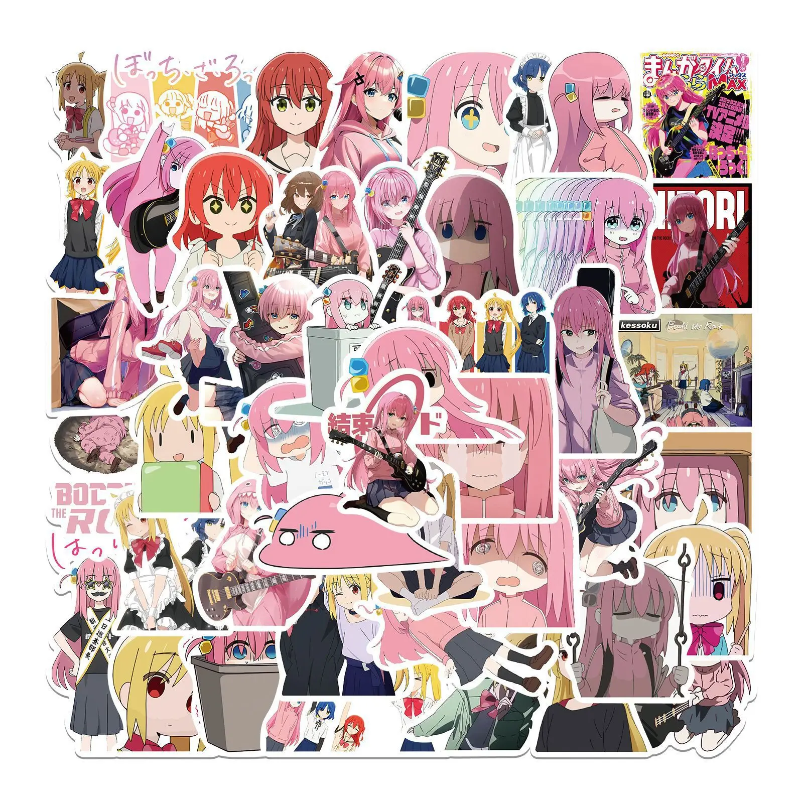 50pcs Anime Japanese Bocchi the Rock! Graffiti DIY Waterproof Decor Stickers for Luggage, Notebook & Phone Case