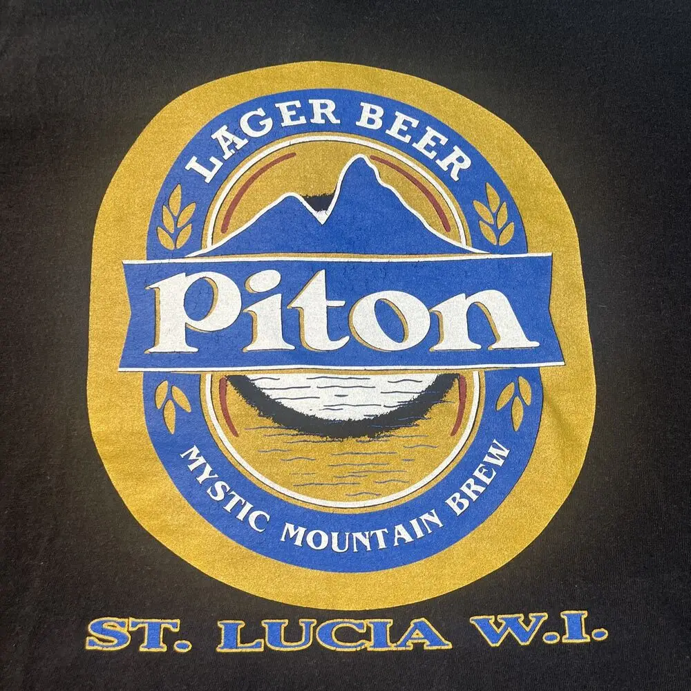 VINTAGE PITON Lager Beer Shirt Mens Large MYSTIC MOUNTAIN BREW W.I. Graphic Tee