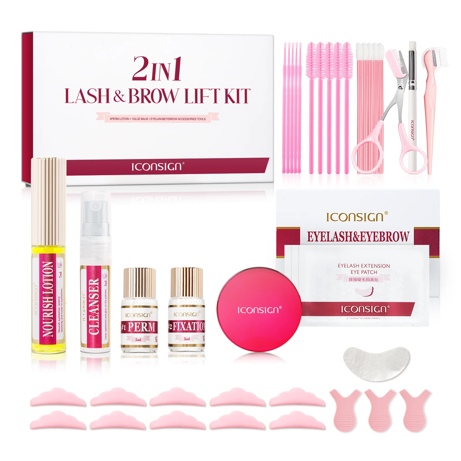 ICONSIGN-Kit de levantamiento de cejas y pestañas permanentes rápidas 2 en 1, máscara duradera de 6-8 semanas, potenciador de ojos, herramientas de maquillaje, regalos para amigos