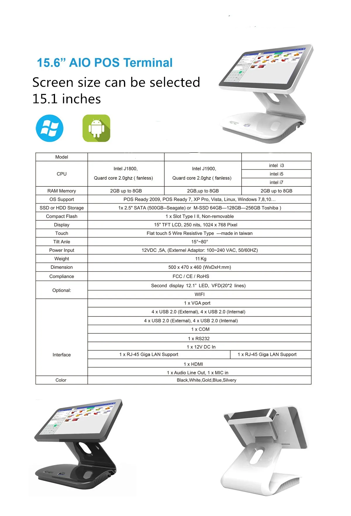 Imagem -06 - Dupla Tela Lcd um Painel de Toque Pos Máquina Caixa Registadora para Restaurantes e Supermercados Tudo em um Terminal do Sistema da Posição 15