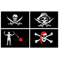 aerlxemrbrae 90X150cm Double Broken Skull With Knife Pirate Flag Jack Rackham Jolly Roger Flag For Decoration