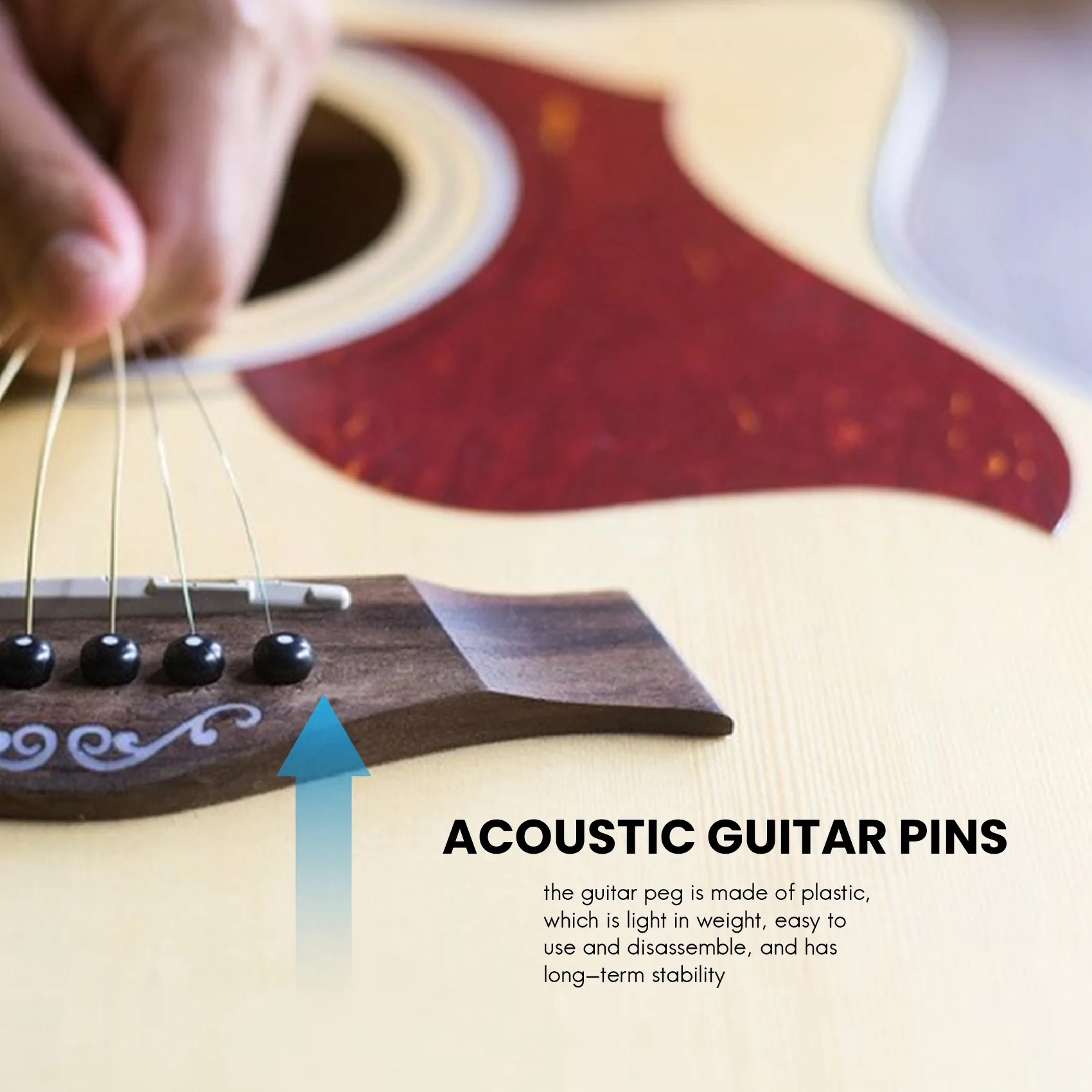 Neue 36-teilige Stegstifte für Akustikgitarre in Weiß und Schwarz mit 1-teiligem Stegstiftabzieher-Entferner in der Gitarre