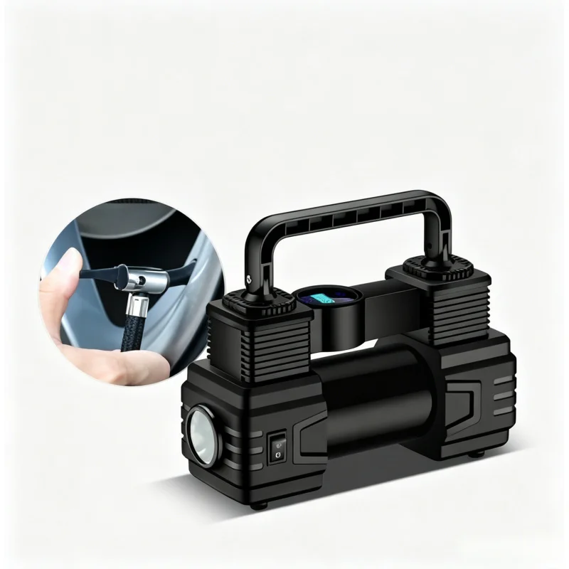 

12V 150PSI Dual Cylinder Mini Air Compressor LED Light Electric Tire Inflator Pump for Car Vehicle Tyre Inflation