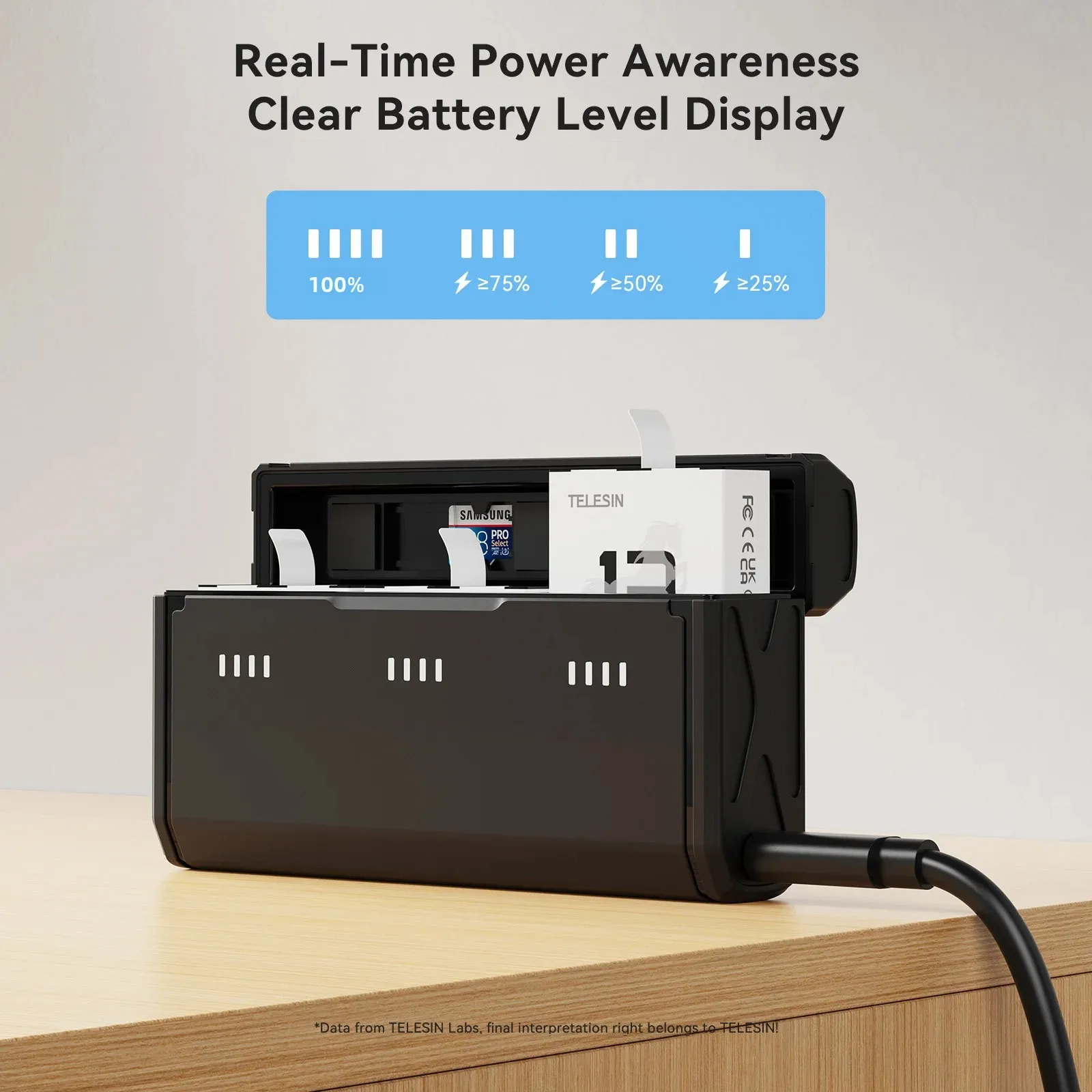 Портативный блок для быстрой зарядки TELESIN и набор аккумуляторов для Gopro Hero 13, черный, 3 слота, чехол для быстрой зарядки, аксессуары Gopro