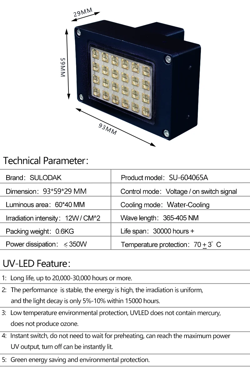 Machine de Code de Pulvérisation UV Refroidie à l'Eau Haute Puissance, Lampe de Polymérisation à LED, Jet d'Encre UV, Impression Numérique, 350W