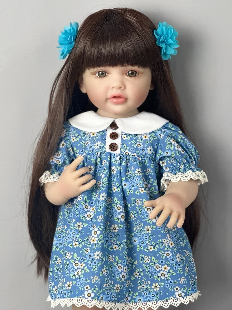 BZDOLL 55 CM Soft Full Silicone Reborn Baby Girl Doll Toy Lifelike 22 Inch Princess Toddler Art Bebe Birthday Gifts for Child