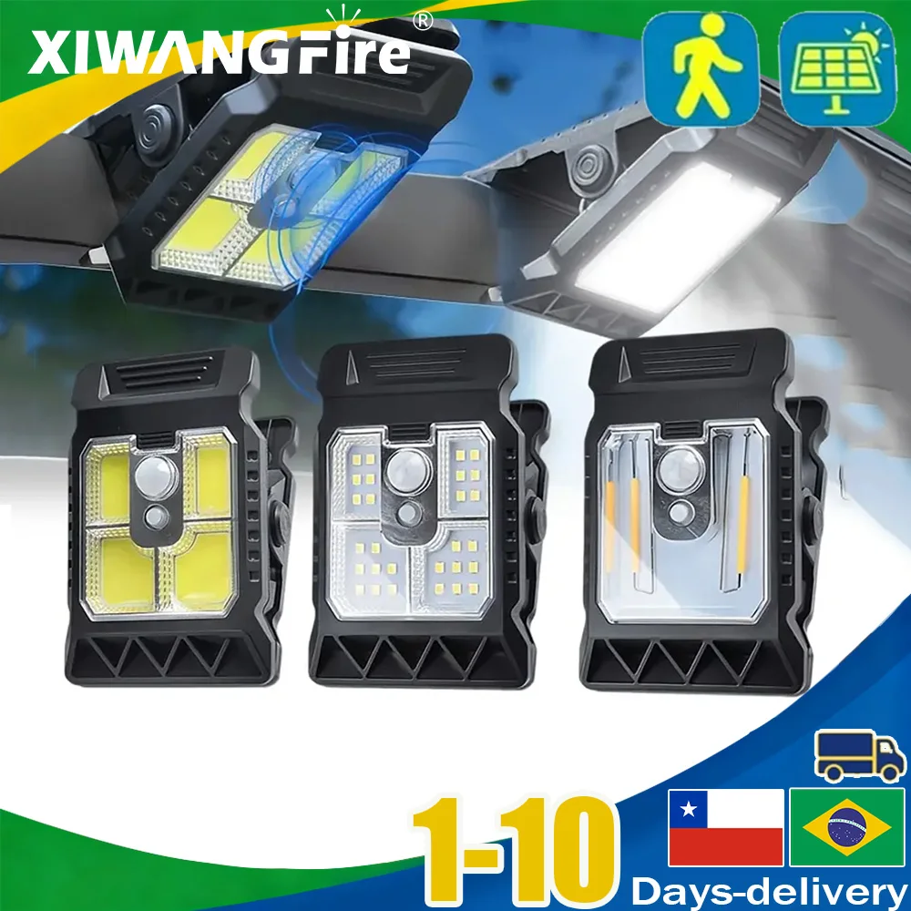 

1 шт., уличный солнечный зажим с датчиком движения, водонепроницаемый рабочий свет, 3 режима освещения, лампа для кемпинга, ограждение, стены, гаражные светодиодные лампы