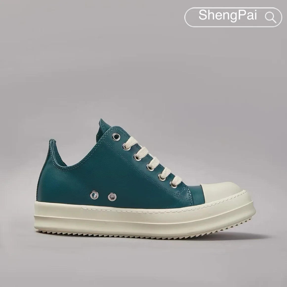 

O-wen Men's Sneakers Cyan Leather Low Top Casual Shoes Breathable Comfortable Sports Walking Shoes for Women Non-Slip Ankle Shoe