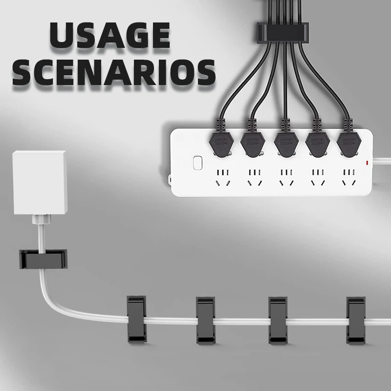 5/10/20 Pcs Self Adhesive Cable Management Clips Cable Organizers Wire Clips Cord Holder for TV PC  under Desk Home Off view 6