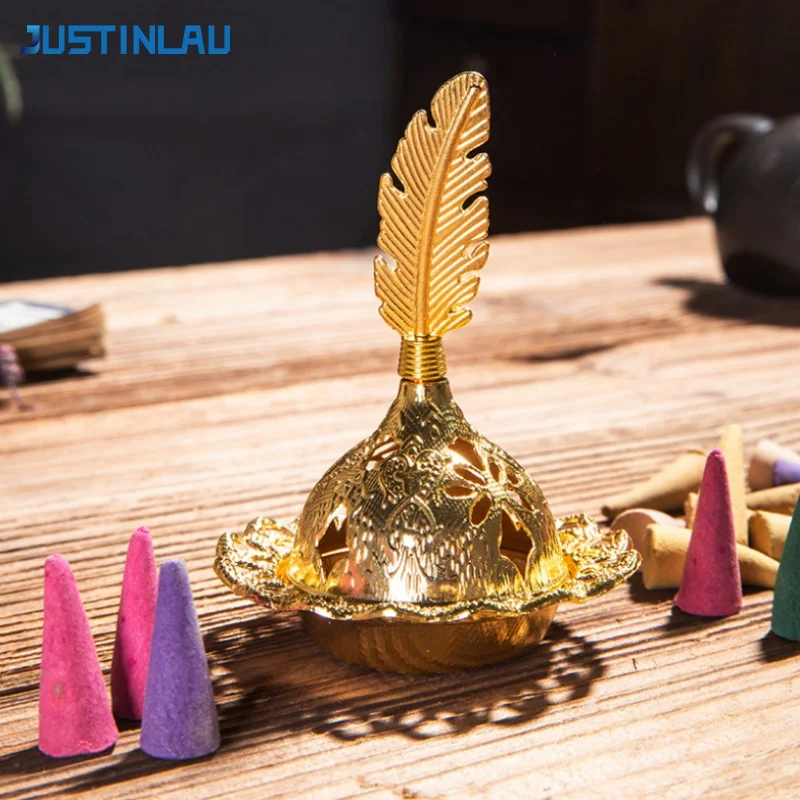 JUSTINLAU Mini-Räucherstäbchenhalter für Innenräume, Metall-Duftbrenner, Buddhistischer Räucherstäbchenständer, Kreative Tischdekoration für den Haushalt