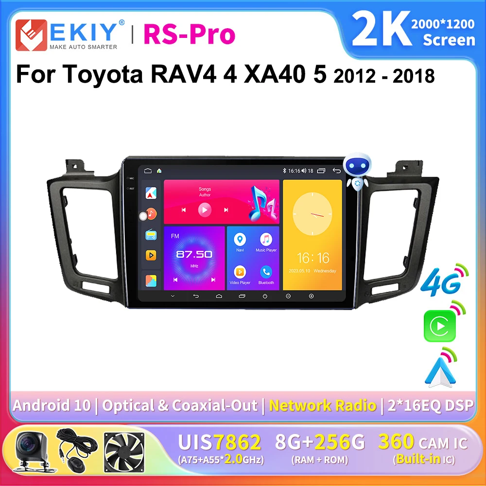 

EKIY 2K Screen CarPlay Radio For Toyota RAV4 4 XA40 5 XA50 2012 - 2018 Android Auto 4G Car Multimedia Player Stereo Ai Voice GPS