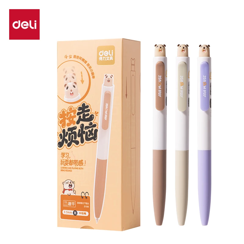 

Deli 3/6/9pcs 0.5mm Black Ink Quick-drying Cute Gel Pen School Student Supplies Stationery Signing Pen Gift Office Supplies