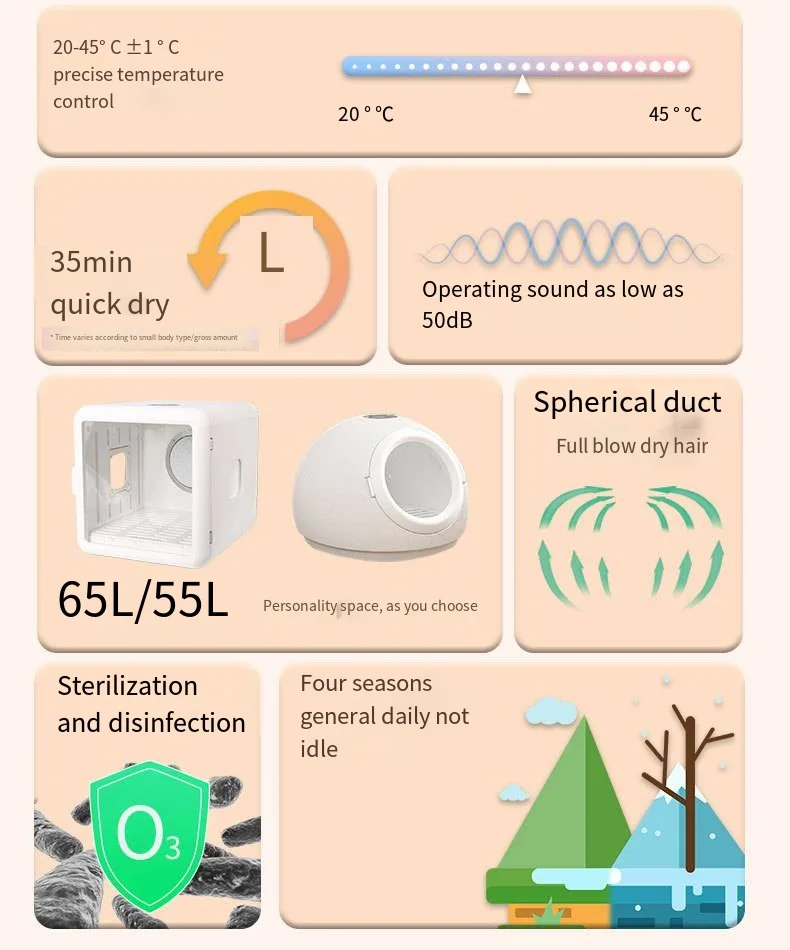 Caja de secado inteligente para mascotas, secador de pelo para el hogar, secador de ducha, herramienta de soplado de pelo para gatos y perros,