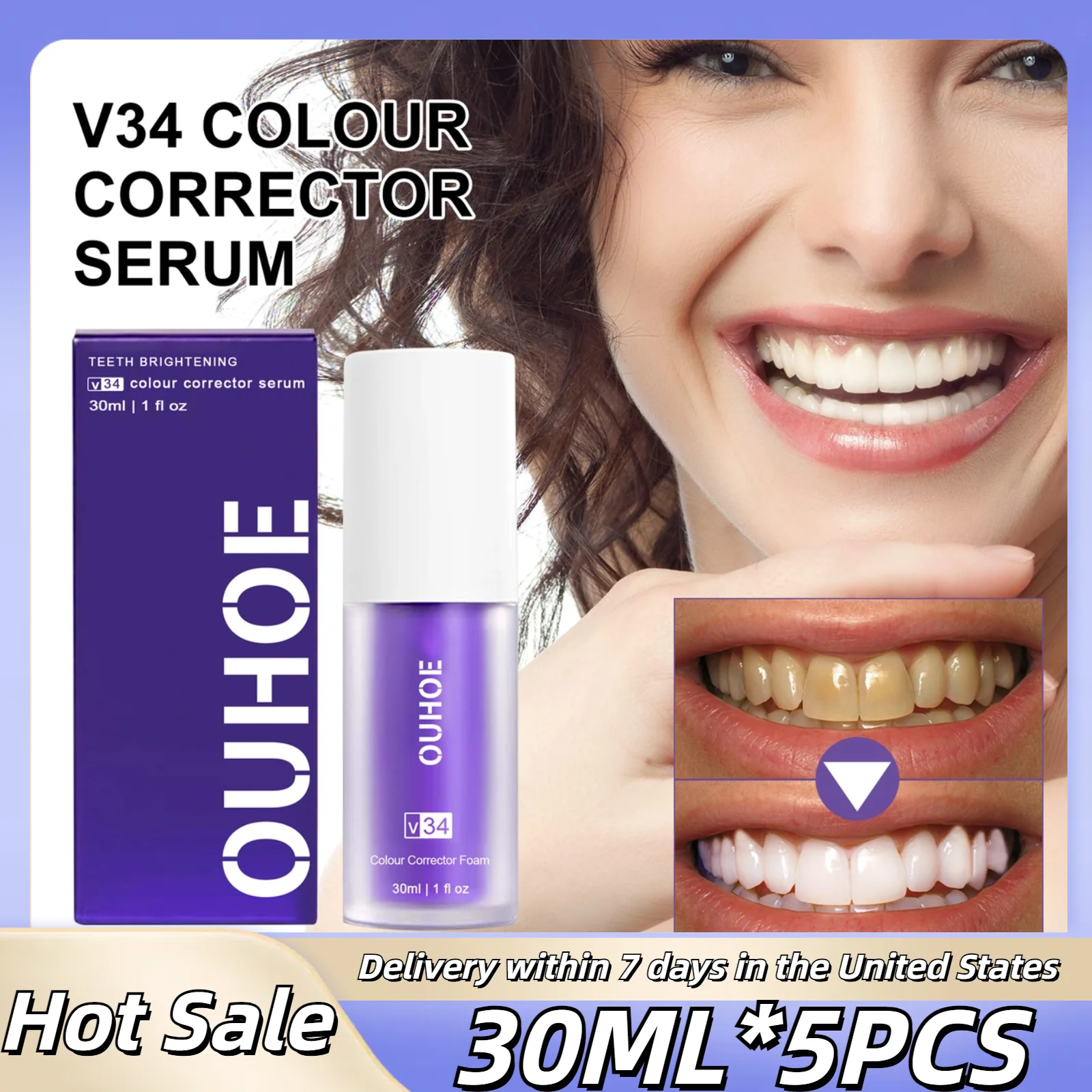 5pcs 30ml Teeth Brightening Pen Teeth Brightening Essence Stain Removal Oral Hygiene Instant Smile Teeth Kit Cleaning Essence