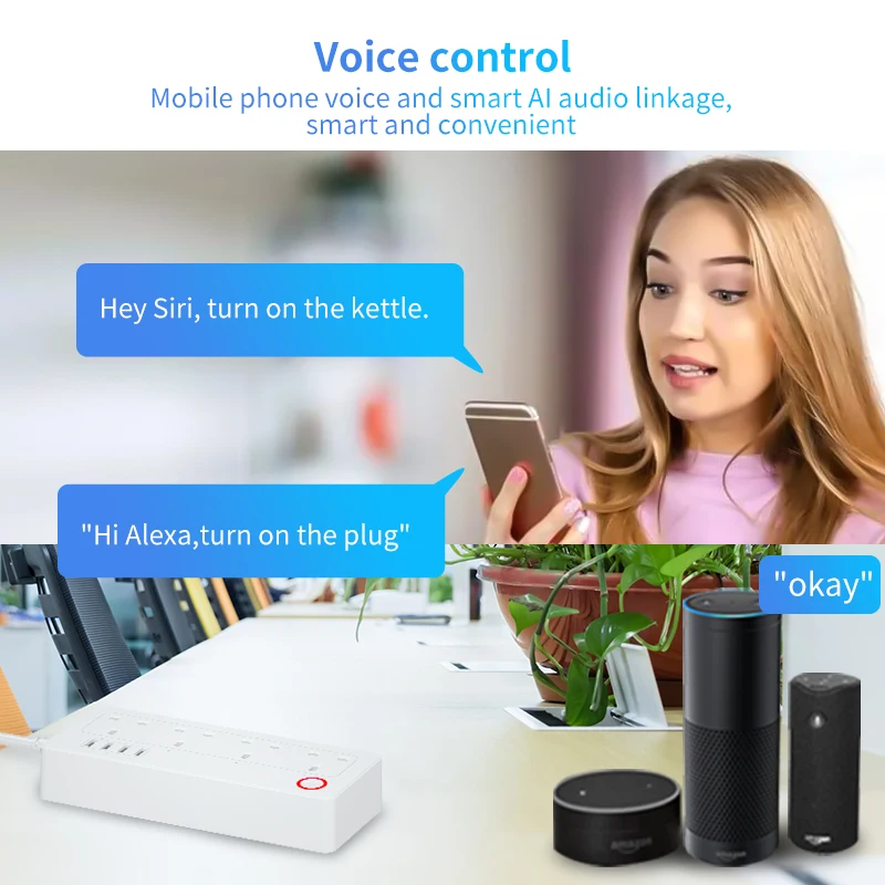 Tuya Zigbee Smart Plug WiFi Socket Timer Switch Multi-Control Power Strip UK Standard Socket Remote Control USB Port Voice