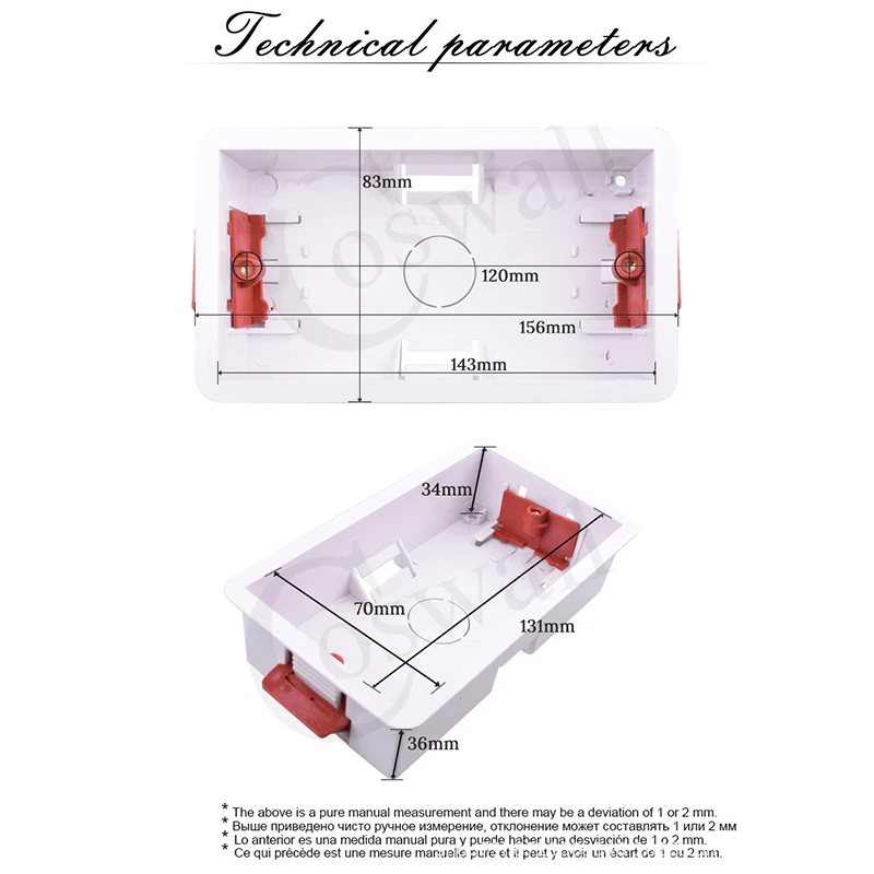 146 type gypsum board trunking wall mounted switch socket installation bottom box, concealed box, square CE certification