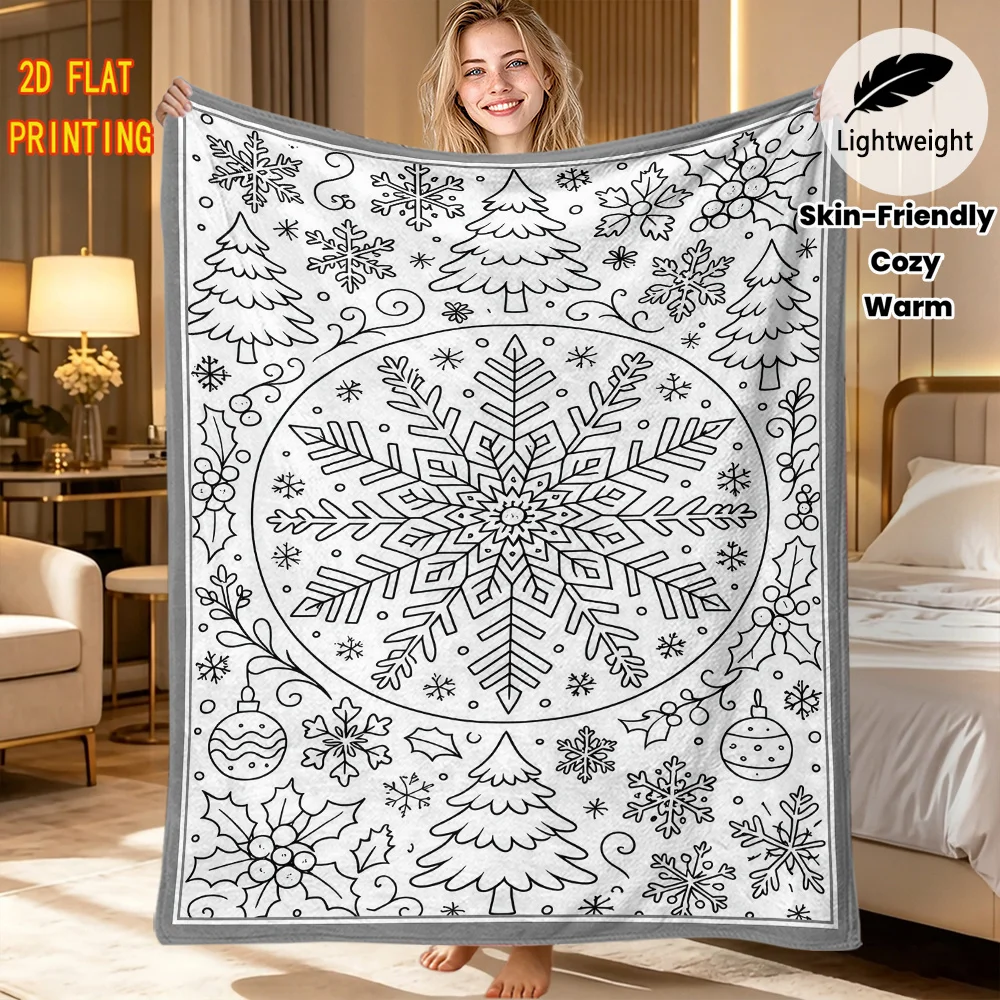 Art Coloring Blanket DIY blanket Surreal Mixed Element Graffiti Doodle Sketch Throw Blanket Warm Portable Flannel Blanket