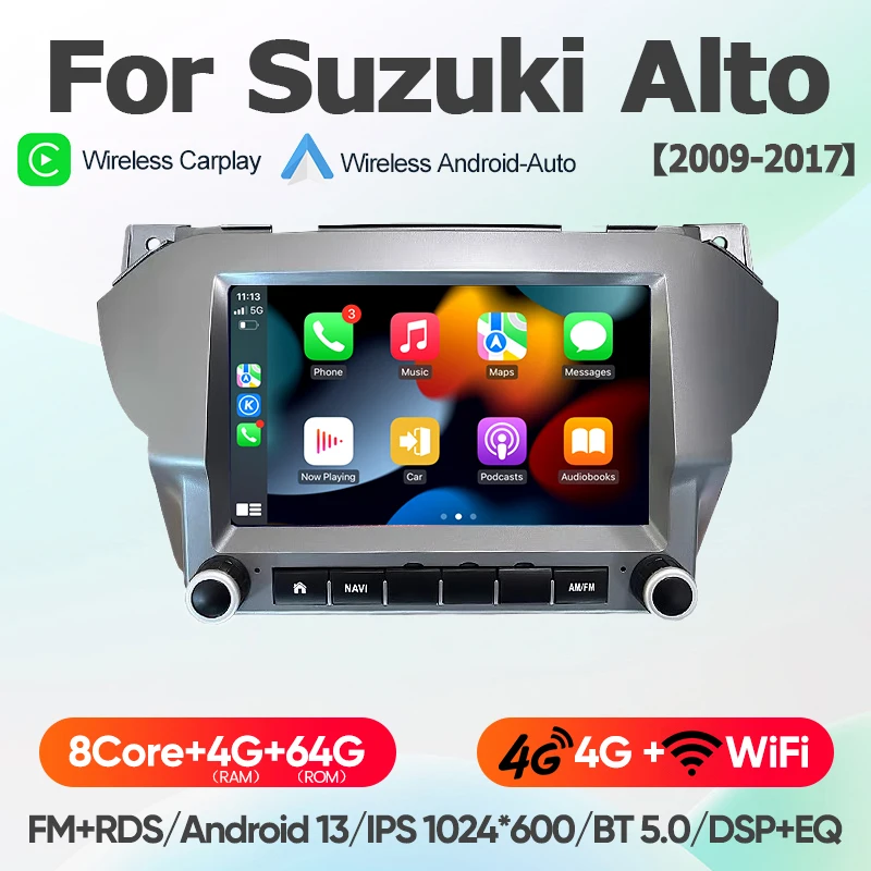 Voor Suzuki Alto 2009 - 2016 Nissan Pixo 4G+WiFi Android 13 draadloze CarPlay autoradio multimediasysteem navigatie BT radio