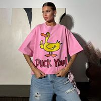 Fashion Ins American Retro Street Pure Cotton Short-sleeved T-shirt Women Korean Version Y2K Letter Print Lazy Versatile Top