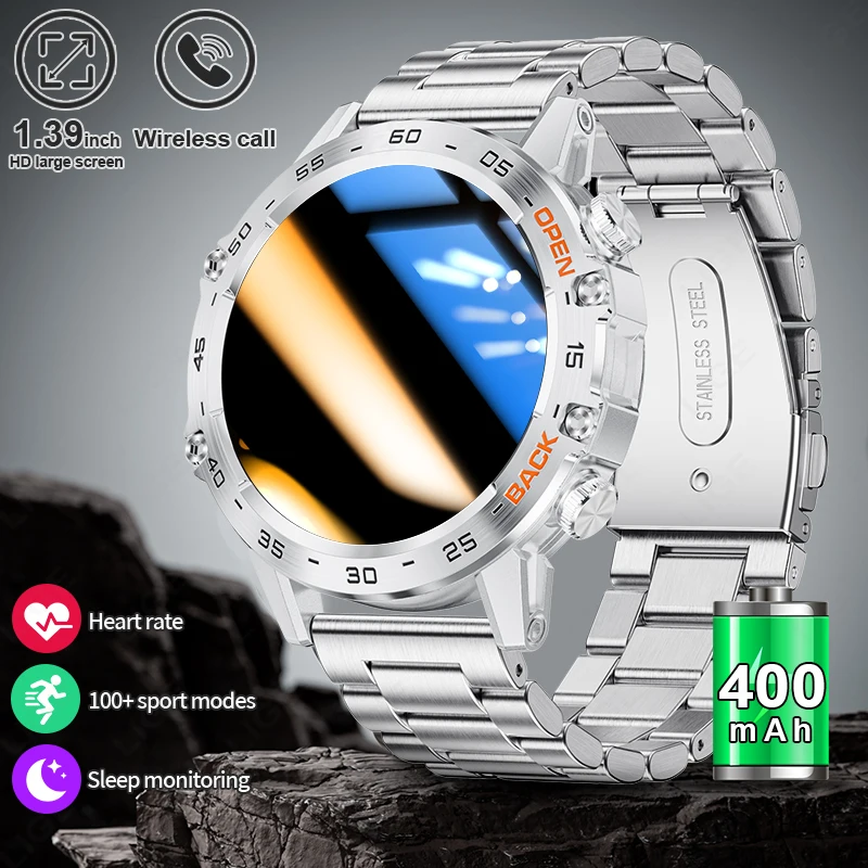 

400 мАч уличные умные часы 1,39-дюймовый дисплей Bluetooth вызовы музыка спортивный смарт-браслет для мужчин женщин умные часы обнаружение сна
