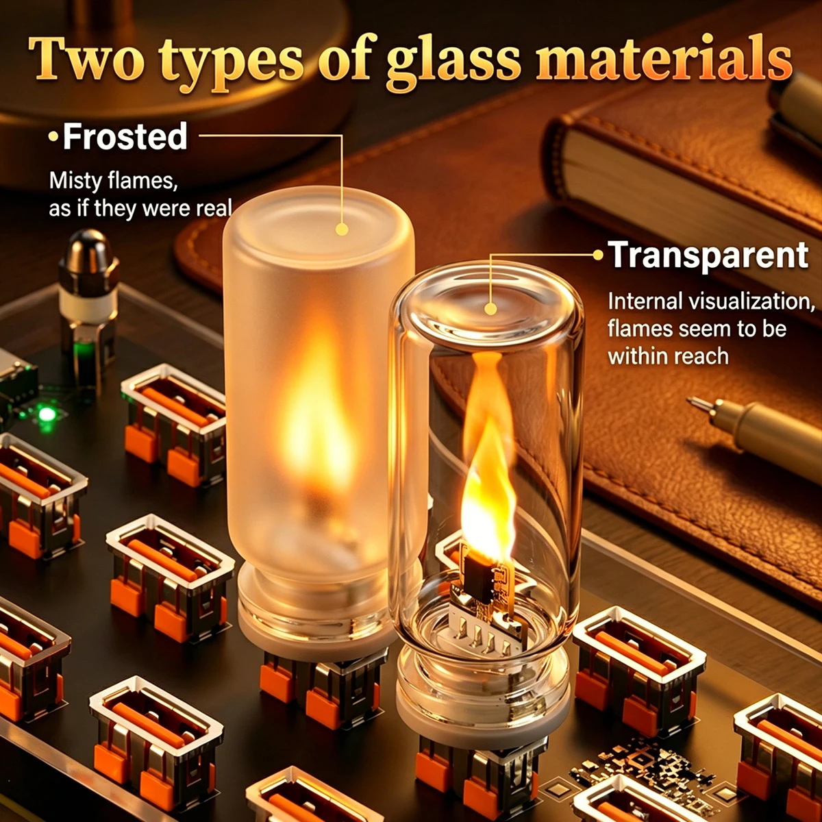 Mini USB Flames LED Night Lights Flickering Frosted Glass Lamp Simulated Flame for Car Home Room Laptop PC Festival Decoration