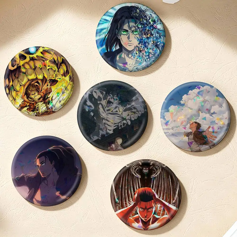 Broche de Ataque a los Titanes Eren Yeager Anime 75mm 44mm 25mm para Mochila, Sombrero, Accesorios, Juguetes, Insignia