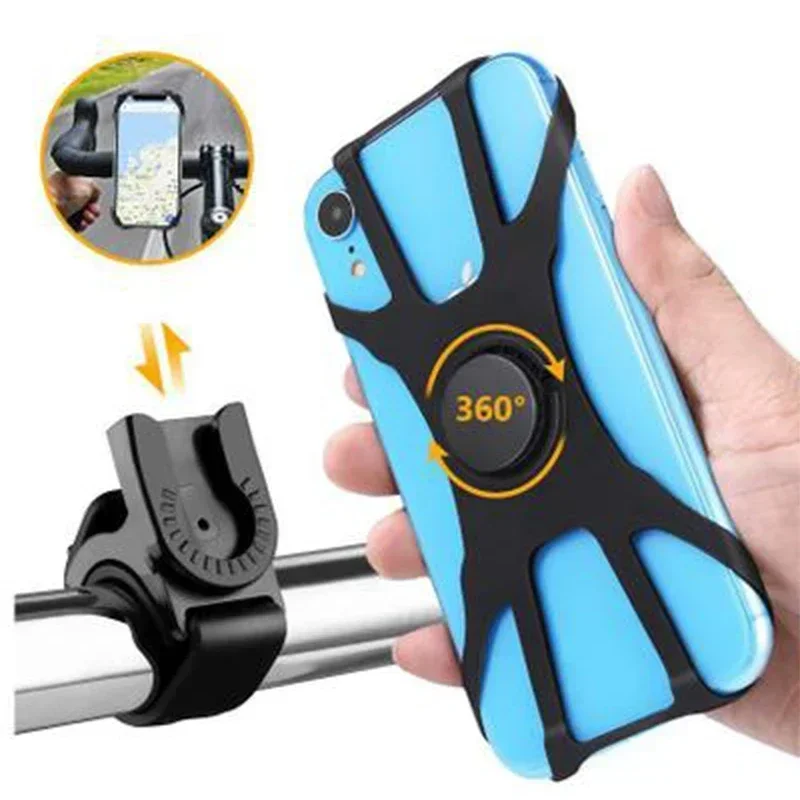 Motorcycle Phone Holder Removable Silicone Bike Rack Steering Wheel Phone Mount Handlebar Bicycle Moto Bicycle Accessories