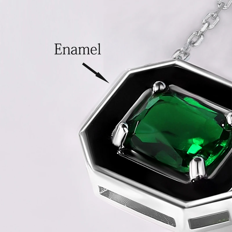 LAYA 925 sterling silver fashionable square design enamel zircon necklace, suitable for women\'s luxury jewelry accessories 2024