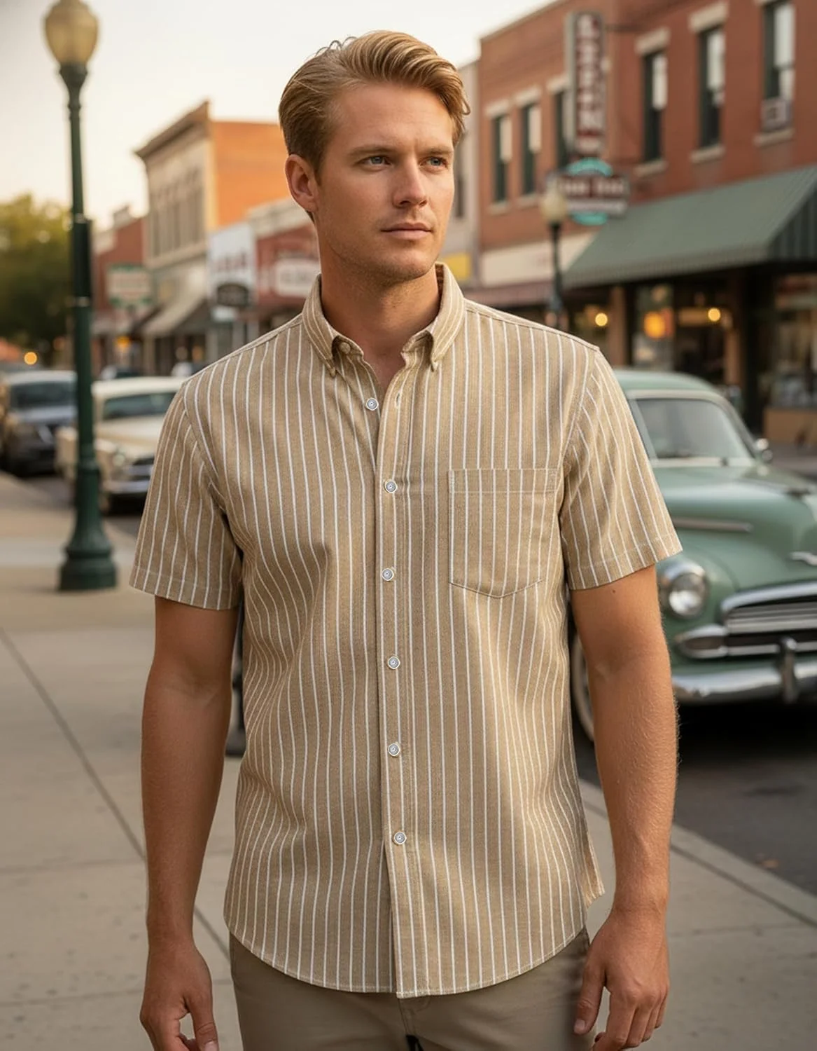 Men's Basic Retro Short Sleeve Lapel Shirt Classic Striped 3D Printed Shirt Business Casual Office Commuting Top Fast Shipping