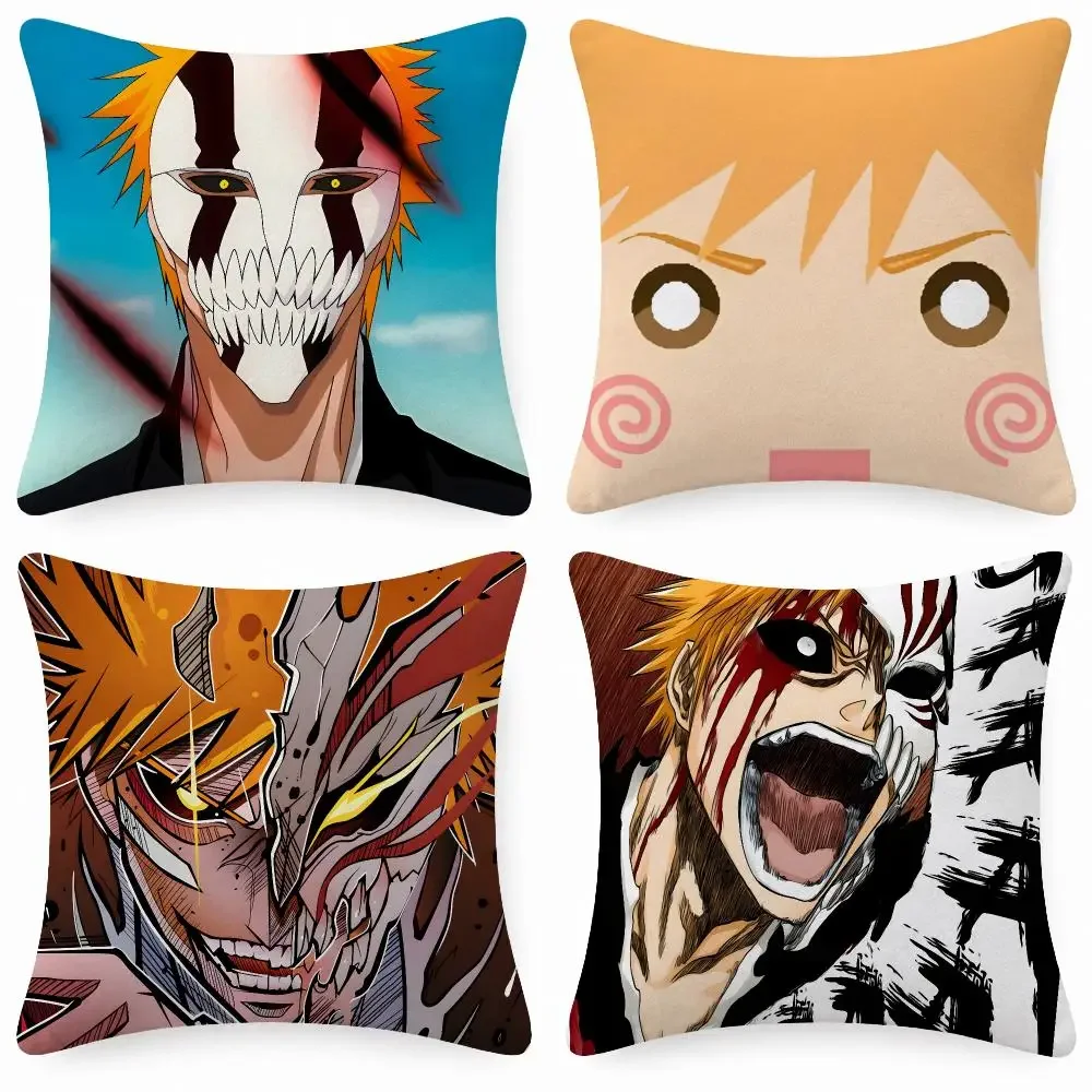 Anime Bleach I-Ichigo Kurosaki Cushion Cover Soft Short Plush Anti-Mite Sofa Bedroom Den Car Dorm Decor Gifts