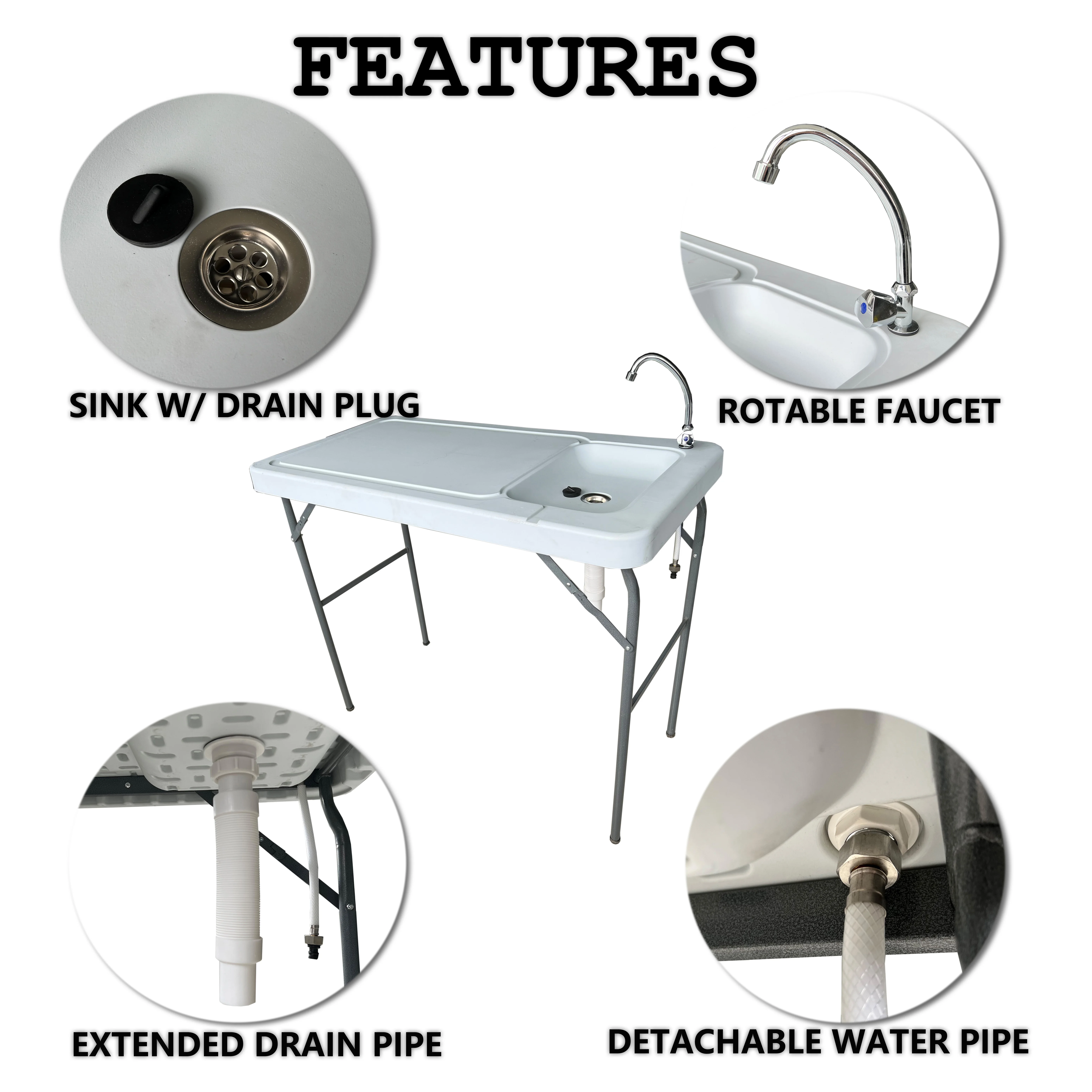 

Outdoor Fish and Game Cutting Cleaning Table w/Sink and Faucet