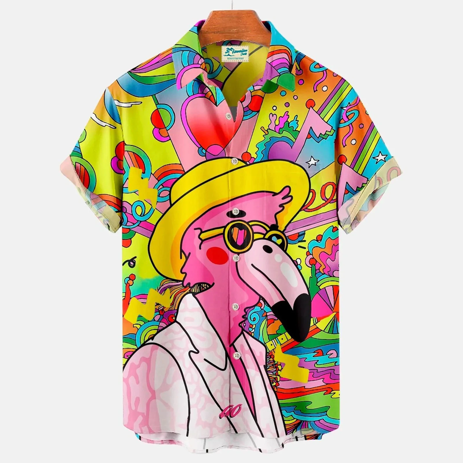 Harajuku 3D Printed Summer Sexy Parrot Shirt Men\'s Fashion Short Hawaiian Beach Man Clothing Vintage Floral Blouse Rockabilly