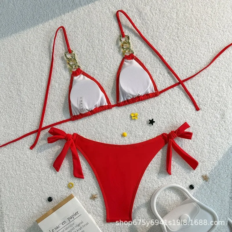 Swimming Suit for Women Bikini Swimsuit European and American New Fashion Split Bikini Sexy Three-Point Two-Piece Swimsuit