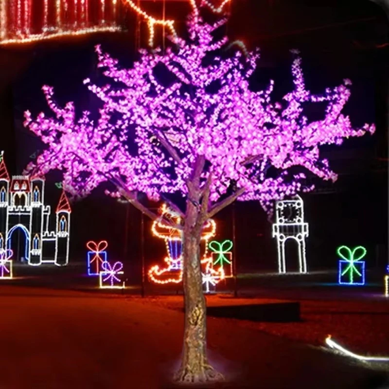 Custom Factory Christmas Sunshine Outdoor Decoration RGB 220V 3.5m Artificial Emitting Diode Cherry Blossom Tree Lights Wedding