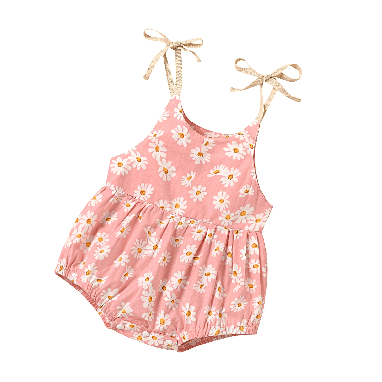 

Baby Girl s Romper Daisy Print Sleeveless Sling Bodysuit Suit for Birthday Party Photography