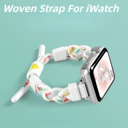 Nylon Woven Strap for Apple Watch Band Sports 45mm 41mm 40mm 38mm Loop Color-blocking Bracelet For iWatch 8 7 6 5 SE Watchband