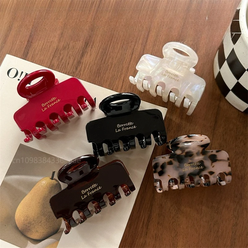 

5.5cm Acetate Red Hair Clip for Girls and Women Sweet Colorful Hair Claws Crab Clamp Barrettes Fashion Headwear Hair Accessories
