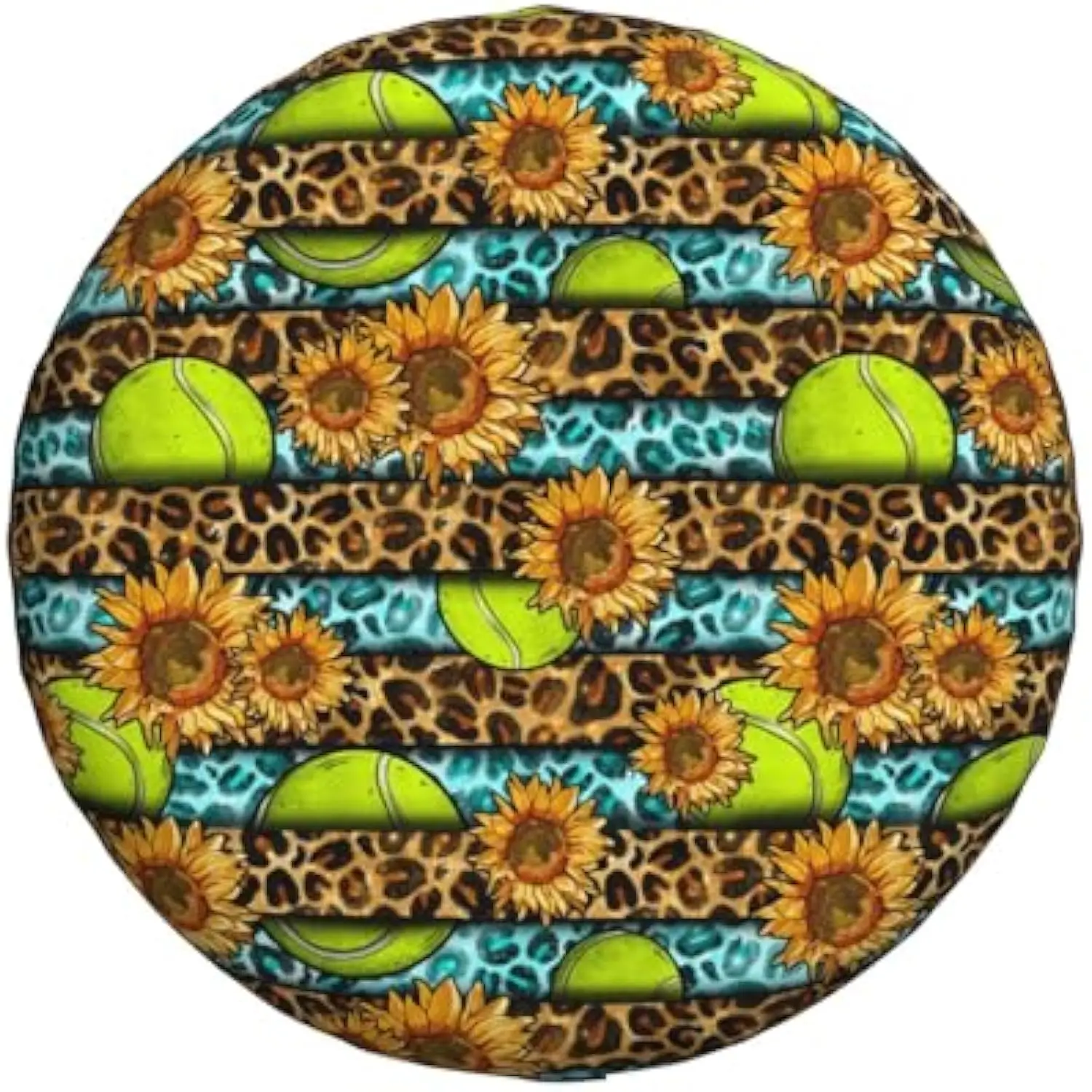 Tennis Ball Sunflower Leopard Print Spare Tire Cover Durable Weatherproof Wheel Protector for RV SUV