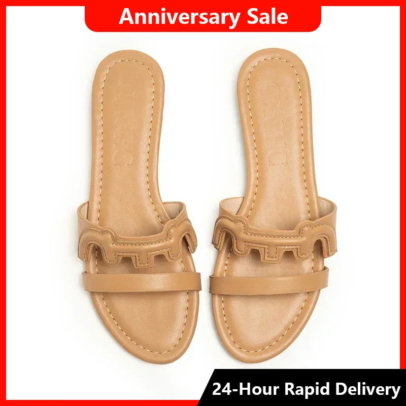 CH Brand Women's Outdoor Sandals Beach Style Classic Single Strap Design Roman Holiday Fashion Slippers