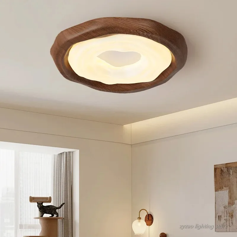 Walnut Cookie Bedroom Light Medieval Cream Wind Ceiling Light Internet Celebrity Full Spectrum Eye Protection Ceiling Lamp