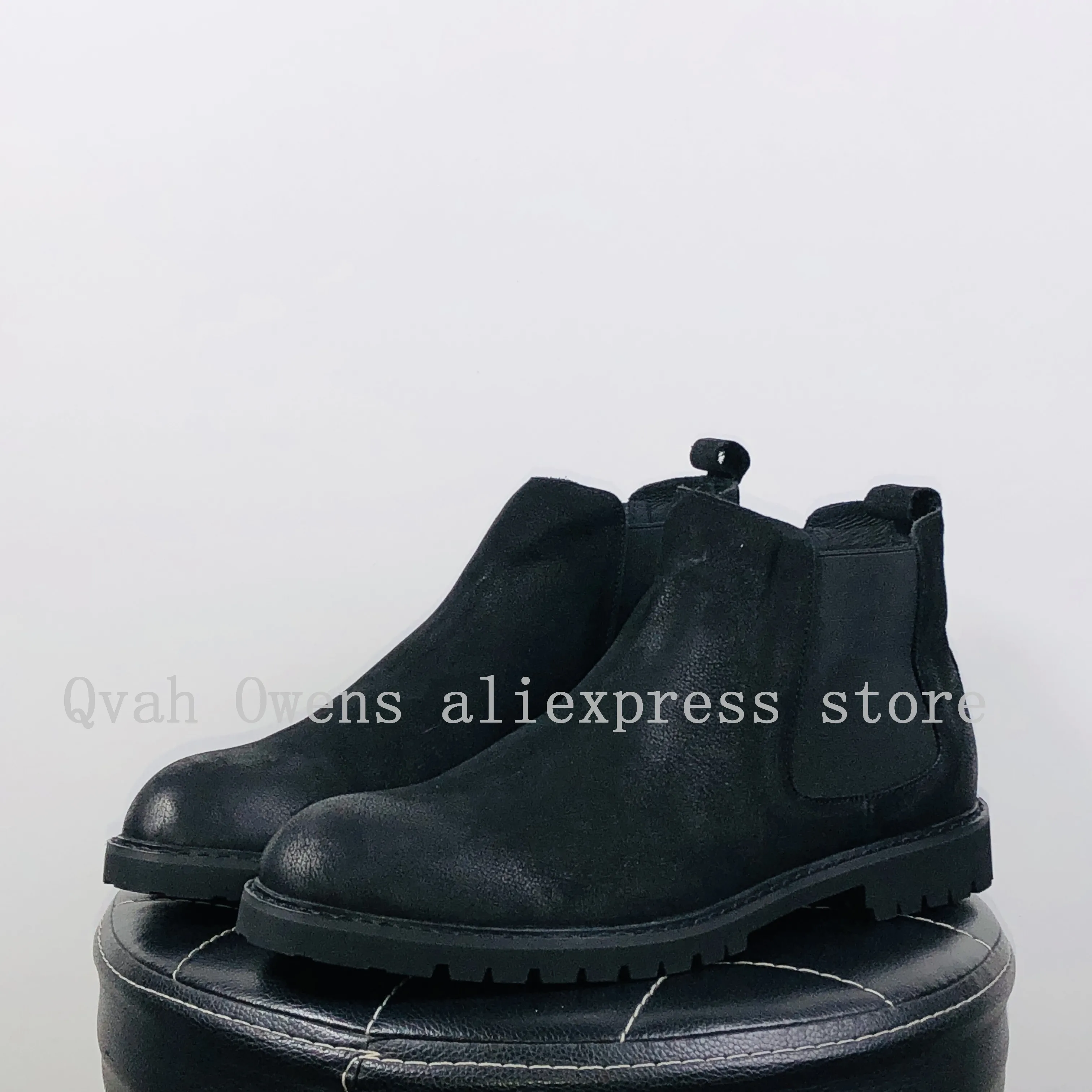 Men Chelsea Boots Genuine Leather Luxury Trainers Sneakers High Street Autumn Black Shoes