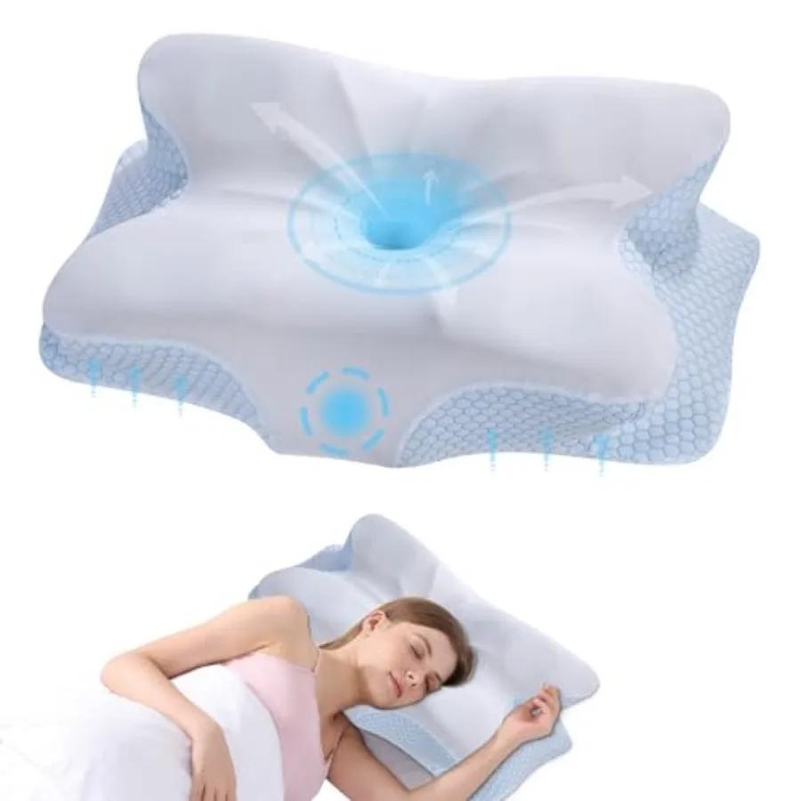 

Cervical Neck Pillow - Memory Foam Pillow for Neck Support and Pain Relief, Ergonomic Contour Pillow for Side Back and Stomach