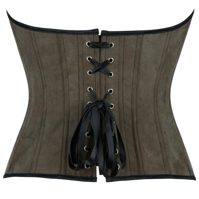 Vintage Overbust Corset for Women - Gothic Lingerie Bustier Shaper Corselet Basques - Brown Corselet Corset